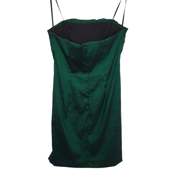 XSCAPE By Joanna Chen Dress Size 12 Emerald Green Strapless Ruffle Mini Holo - Picture 4 of 7
